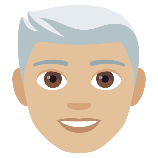 Man: Medium-Light Skin Tone, White Hair, the design in this release