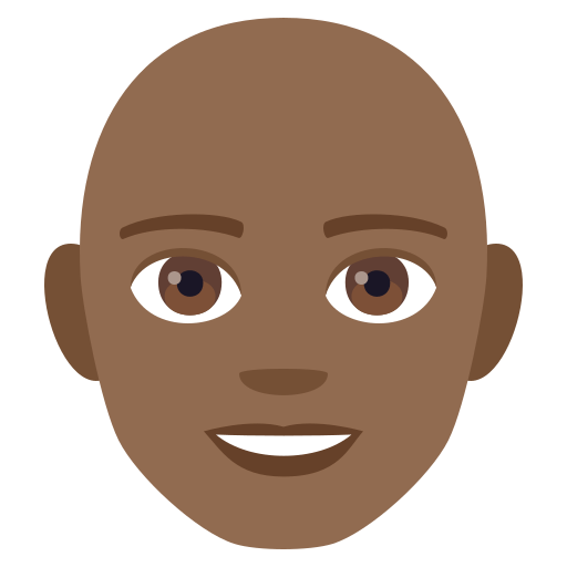 Man: Medium-Dark Skin Tone, Bald, the design in this release
