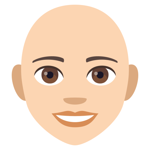 Woman: Light Skin Tone, Bald, the design in this release