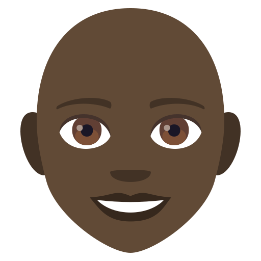 Woman: Dark Skin Tone, Bald, the design in this release