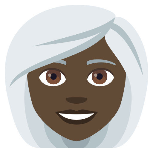 Woman: Dark Skin Tone, White Hair, the design in this release