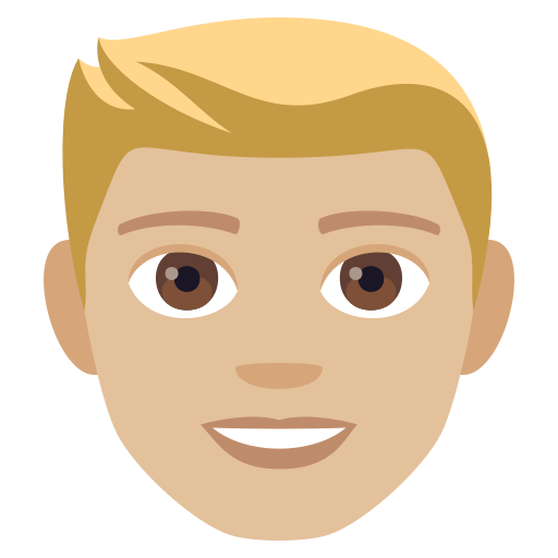 Man: Medium-Light Skin Tone, Blond Hair, the design in this release