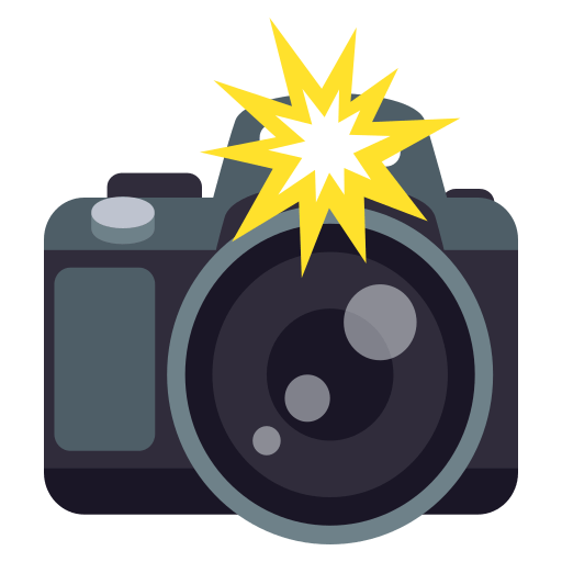 Camera with Flash as drawn by JoyPixels in 4.0