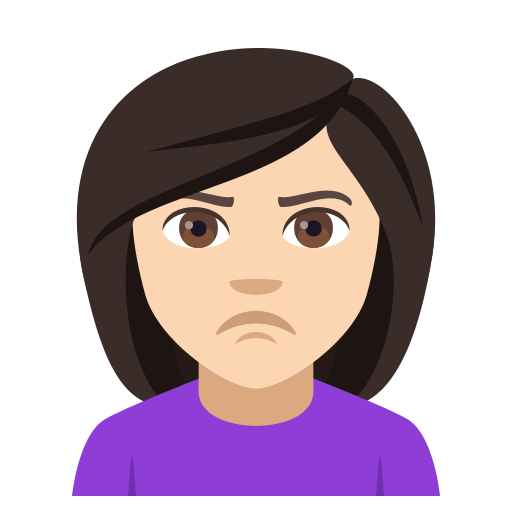 Person Pouting: Light Skin Tone, the design in this release