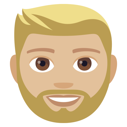 Person: Medium-Light Skin Tone, Beard, the design in this release