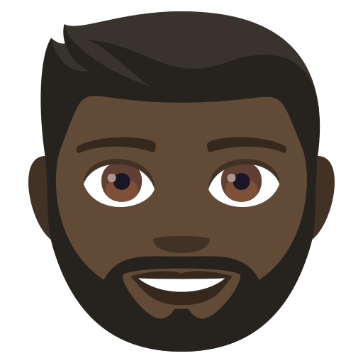 Person: Dark Skin Tone, Beard, the design in this release