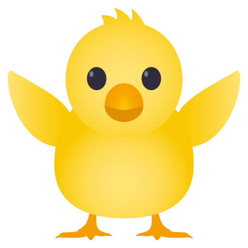 Front-Facing Baby Chick as drawn by JoyPixels in 4.5