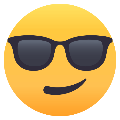Smiling Face with Sunglasses as drawn by JoyPixels in 4.5
