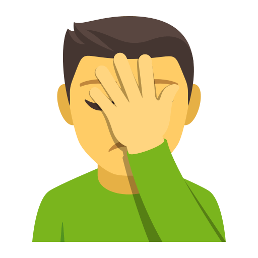 Man Facepalming as drawn by JoyPixels in 4.5