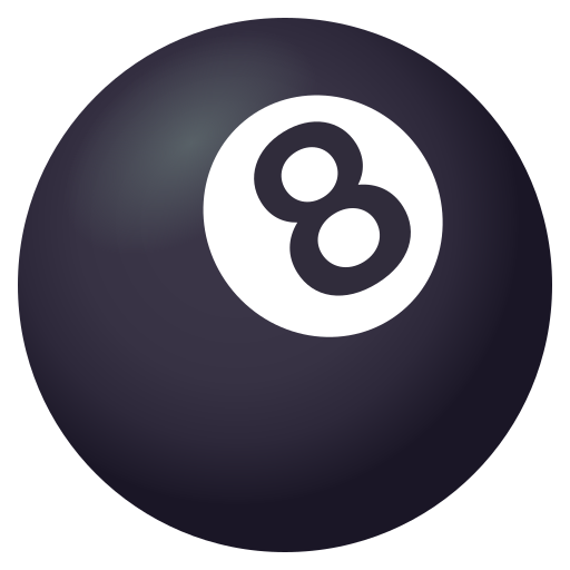 Pool 8 Ball as drawn by JoyPixels in 5.0