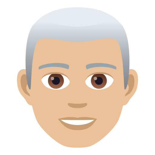 Man: Medium-Light Skin Tone, White Hair, the design in this release