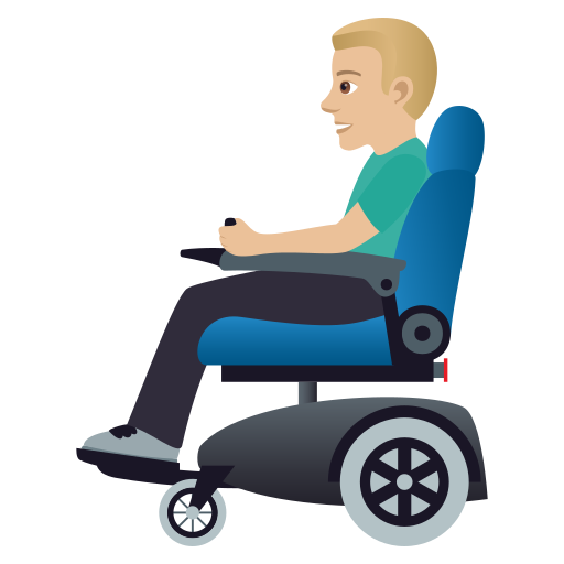 Man in Motorized Wheelchair: Medium-Light Skin Tone, the design in this release