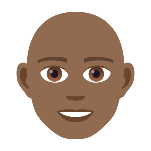 Man: Medium-Dark Skin Tone, Bald, the design in this release