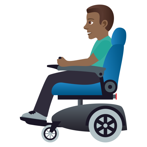 Man in Motorized Wheelchair: Medium-Dark Skin Tone, the design in this release