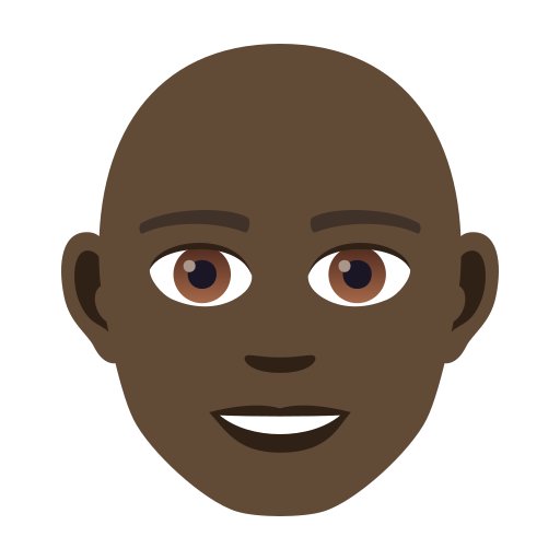 Man: Dark Skin Tone, Bald, the design in this release