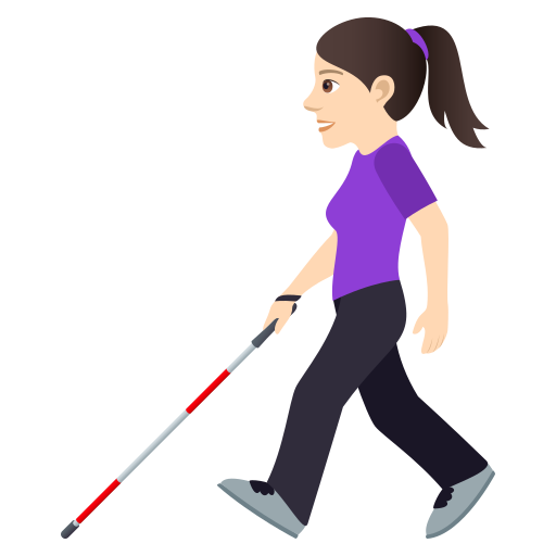 Woman with White Cane: Light Skin Tone, the design in this release