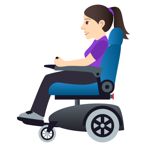 Woman in Motorized Wheelchair: Light Skin Tone, the design in this release