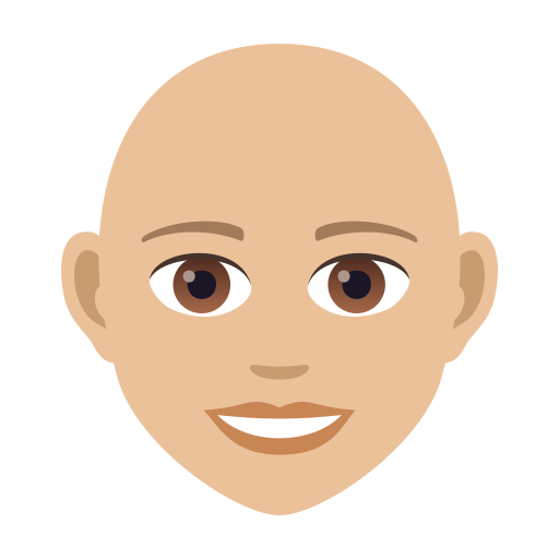 Woman: Medium-Light Skin Tone, Bald, the design in this release