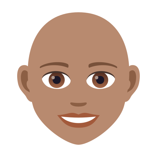 Woman: Medium Skin Tone, Bald, the design in this release