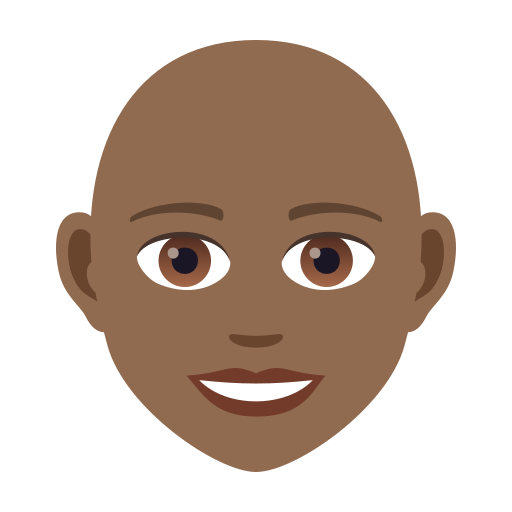 Woman: Medium-Dark Skin Tone, Bald, the design in this release