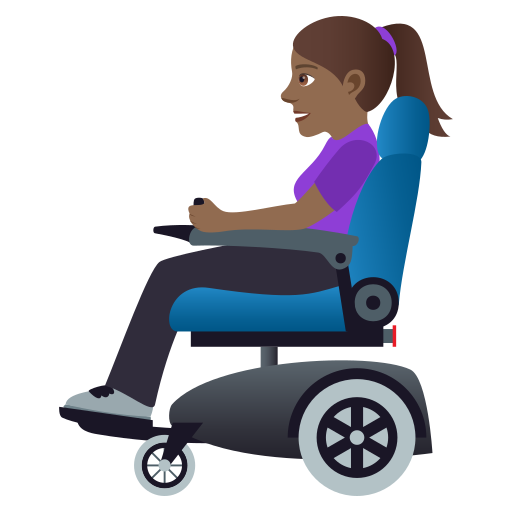 Woman in Motorized Wheelchair: Medium-Dark Skin Tone, the design in this release