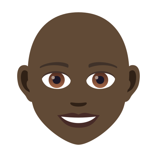 Woman: Dark Skin Tone, Bald, the design in this release