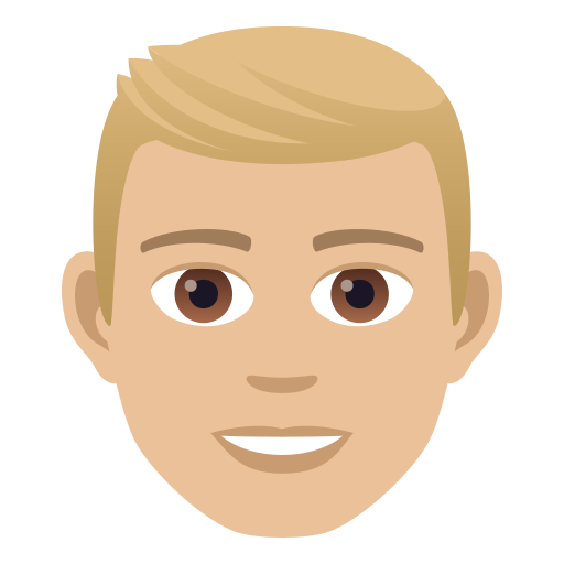 Man: Medium-Light Skin Tone, Blond Hair, the design in this release