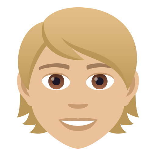 Person: Medium-Light Skin Tone, Blond Hair, the design in this release