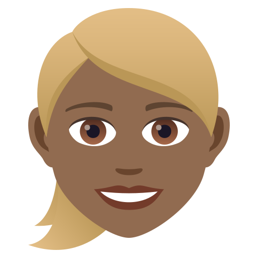 Woman: Medium-Dark Skin Tone, Blond Hair, the design in this release