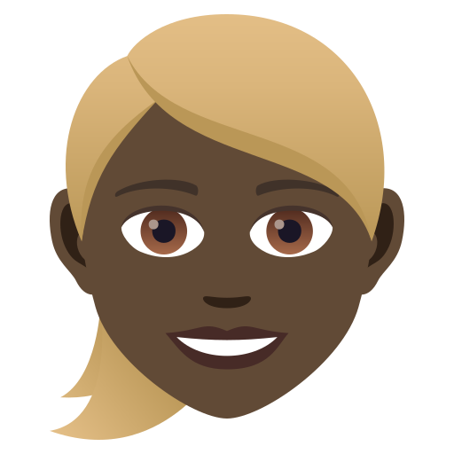 Woman: Dark Skin Tone, Blond Hair, the design in this release