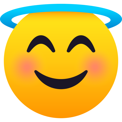 Smiling Face with Halo as drawn by JoyPixels in 5.0