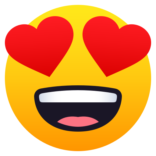 Smiling Face with Heart-Eyes as drawn by JoyPixels in 5.0