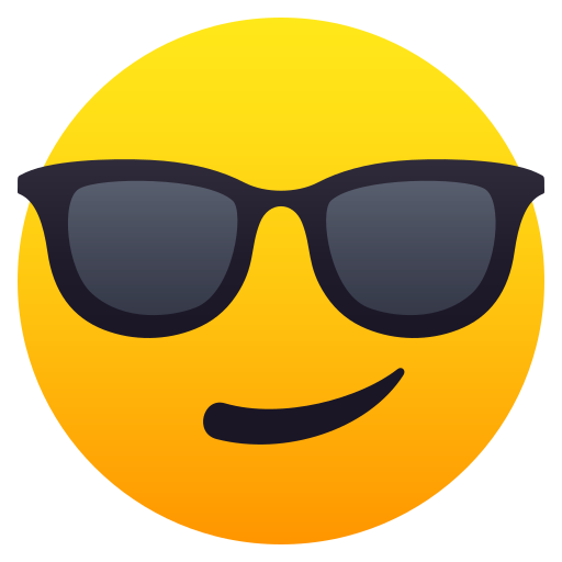 Smiling Face with Sunglasses as drawn by JoyPixels in 5.0
