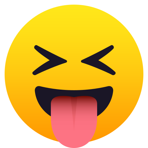 Squinting Face with Tongue as drawn by JoyPixels in 5.0