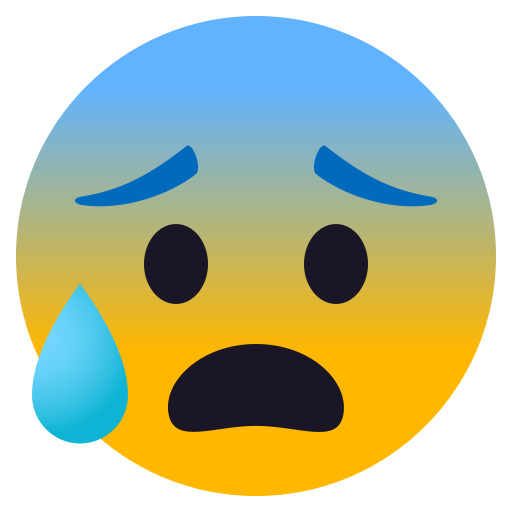 Anxious Face with Sweat as drawn by JoyPixels in 5.0