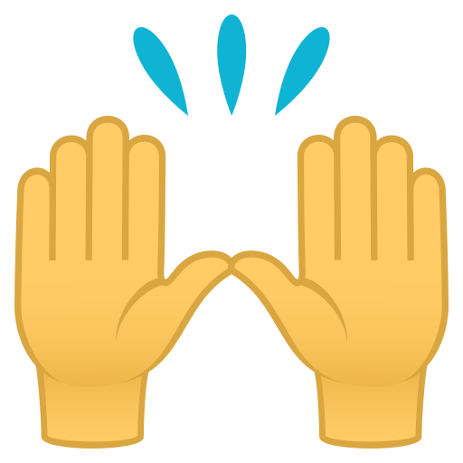 Zwei Erhobene Handflächen as drawn by JoyPixels in 5.0