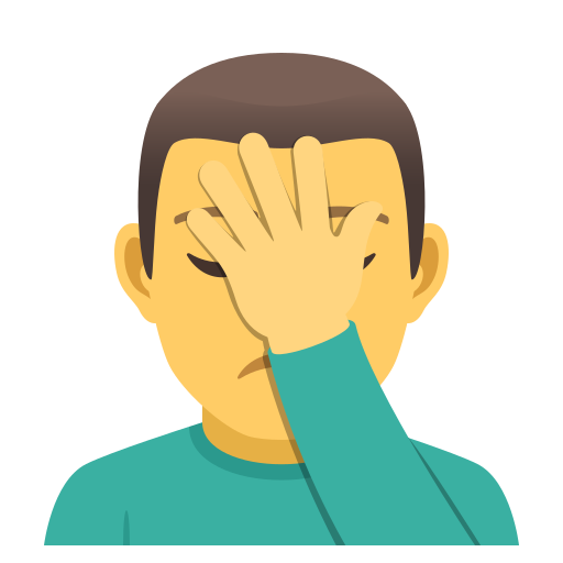 Man Facepalming as drawn by JoyPixels in 5.0