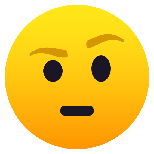 Face with Raised Eyebrow as drawn by JoyPixels in 5.0