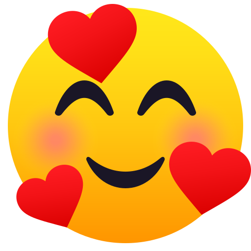 Smiling Face with Hearts as drawn by JoyPixels in 5.0