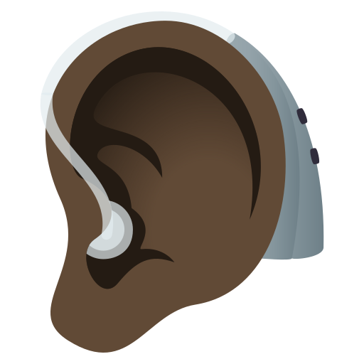 Ear with Hearing Aid: Dark Skin Tone, the design in this release