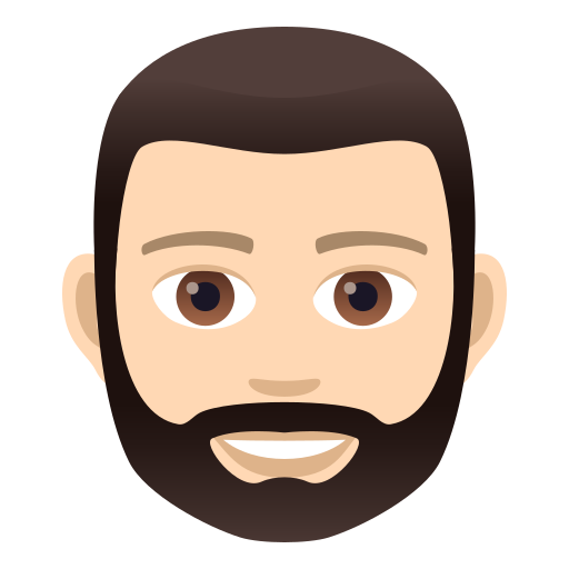 Person: Light Skin Tone, Beard, the design in this release