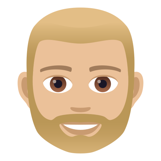 Person: Medium-Light Skin Tone, Beard, the design in this release