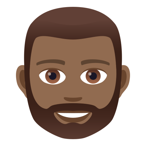 Person: Medium-Dark Skin Tone, Beard, the design in this release