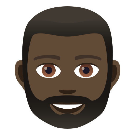 Person: Dark Skin Tone, Beard, the design in this release