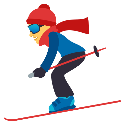 Skier as drawn by JoyPixels in 5.0