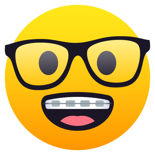 Nerd Face as drawn by JoyPixels in 5.5