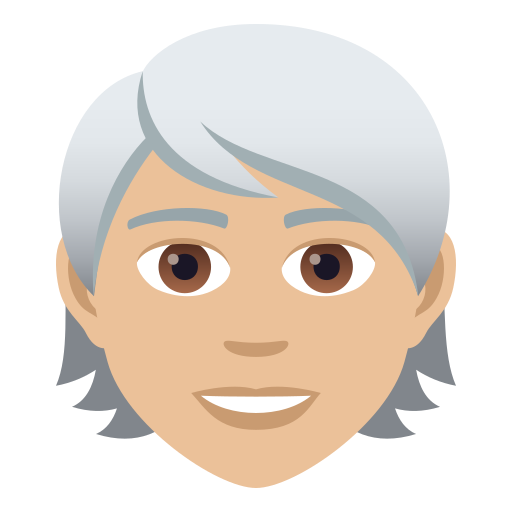 Person: Medium-Light Skin Tone, White Hair, the design in this release