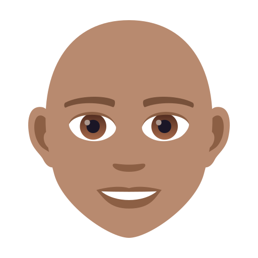 Person: Medium Skin Tone, Bald, the design in this release