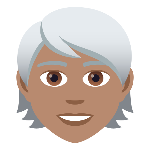Person: Medium Skin Tone, White Hair, the design in this release