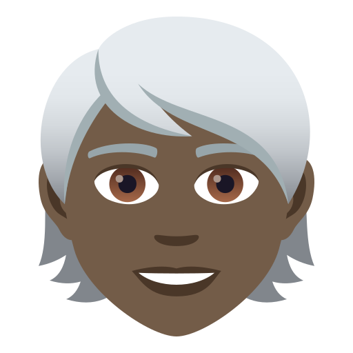 Person: Dark Skin Tone, White Hair, the design in this release